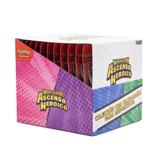 Mega Evoluciones-Ascenso Heroico Colección con Calcomanías para Dispositivos Display Box (36 Packs)